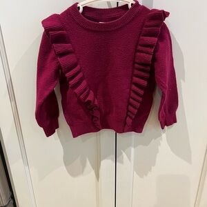 Gap 3t Kids Ruffled Burgundy Sweater